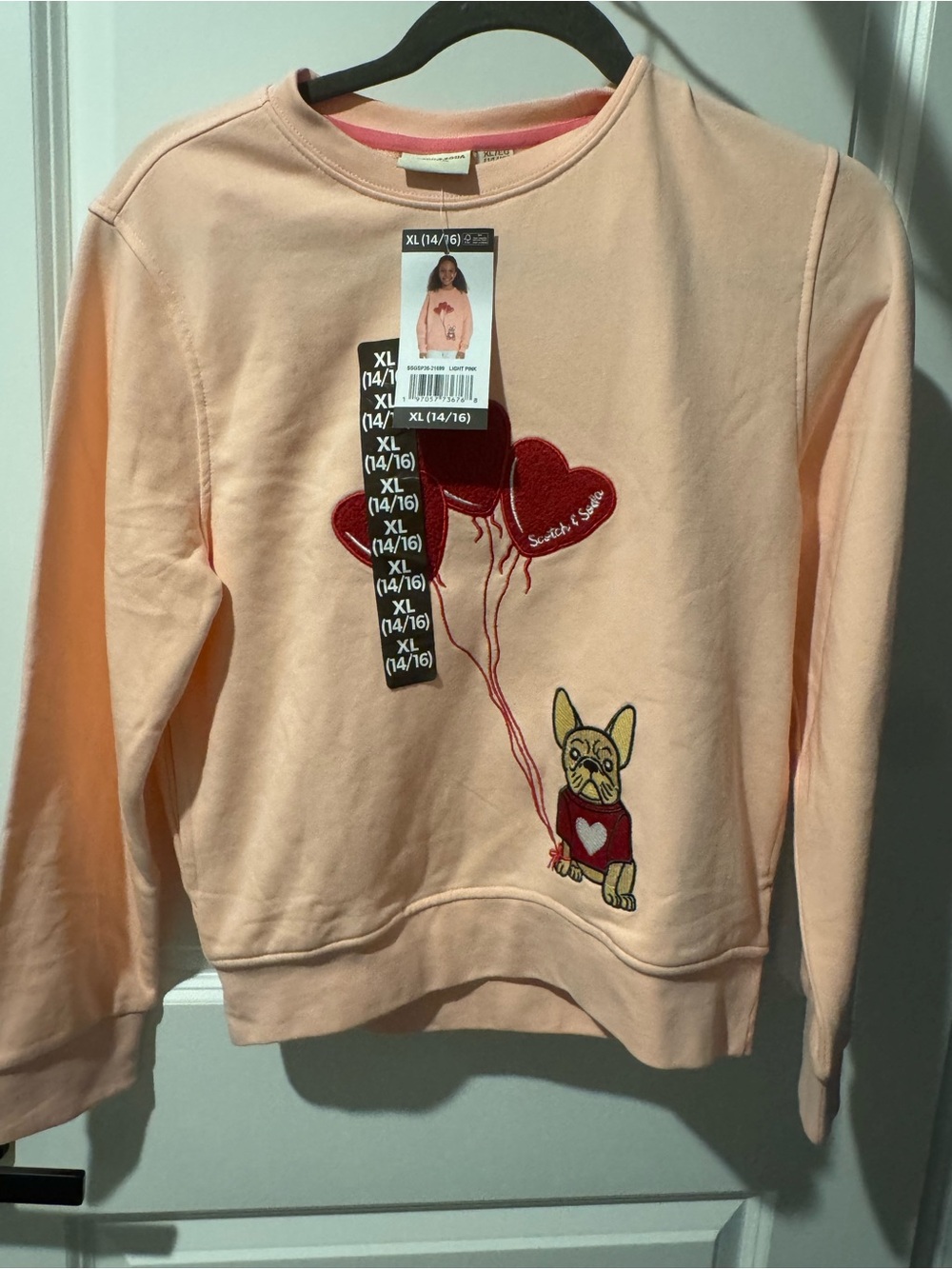 Girls Peach Graphic Sweatshirt with Heart Balloon Motif Scotch & Soda